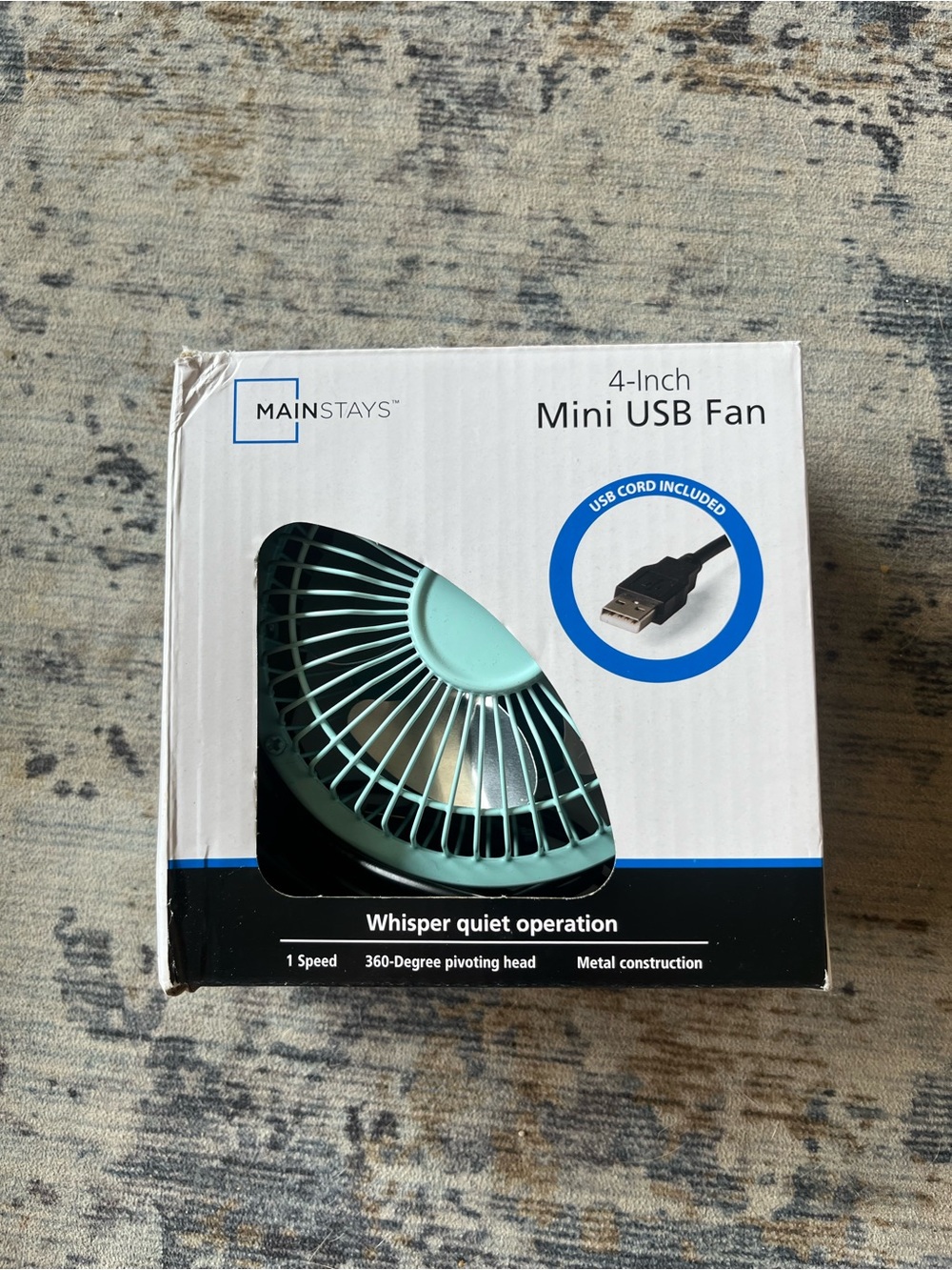 Mainstays Mint Green USB Mini Fan — Compact Metal Desk Fan